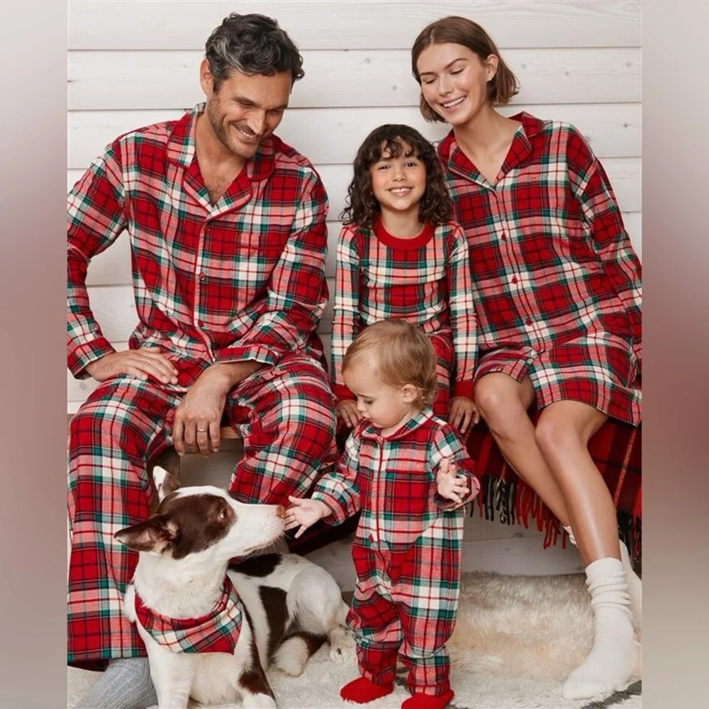 Hanna Andersson Red Holiday Plaid Adult Holiday Flannel Pajama Pants  L NWT